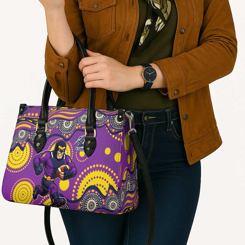 Melbourne Storm Leather Bag Aboriginal Dot Pattern - Rugby Mascot Heritage Pride