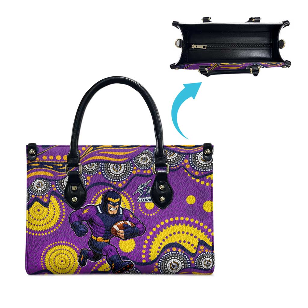 Melbourne Storm Leather Bag Aboriginal Dot Pattern - Rugby Mascot Heritage Pride