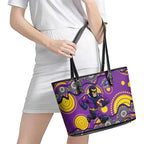 Melbourne Storm Leather Tote Bag Aboriginal Dot Pattern - Rugby Mascot Heritage Pride