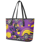 Melbourne Storm Leather Tote Bag Aboriginal Dot Pattern - Rugby Mascot Heritage Pride