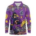 Melbourne Storm Long Sleeve Polo Shirt Aboriginal Dot Pattern - Rugby Mascot Heritage Pride