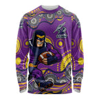 Melbourne Storm Long Sleeve Shirt Aboriginal Dot Pattern - Rugby Mascot Heritage Pride