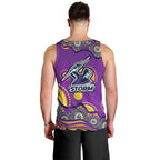 Melbourne Storm Men Tank Top Aboriginal Dot Pattern - Rugby Mascot Heritage Pride