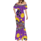 Melbourne Storm Mermaid Dress Aboriginal Dot Pattern - Rugby Mascot Heritage Pride