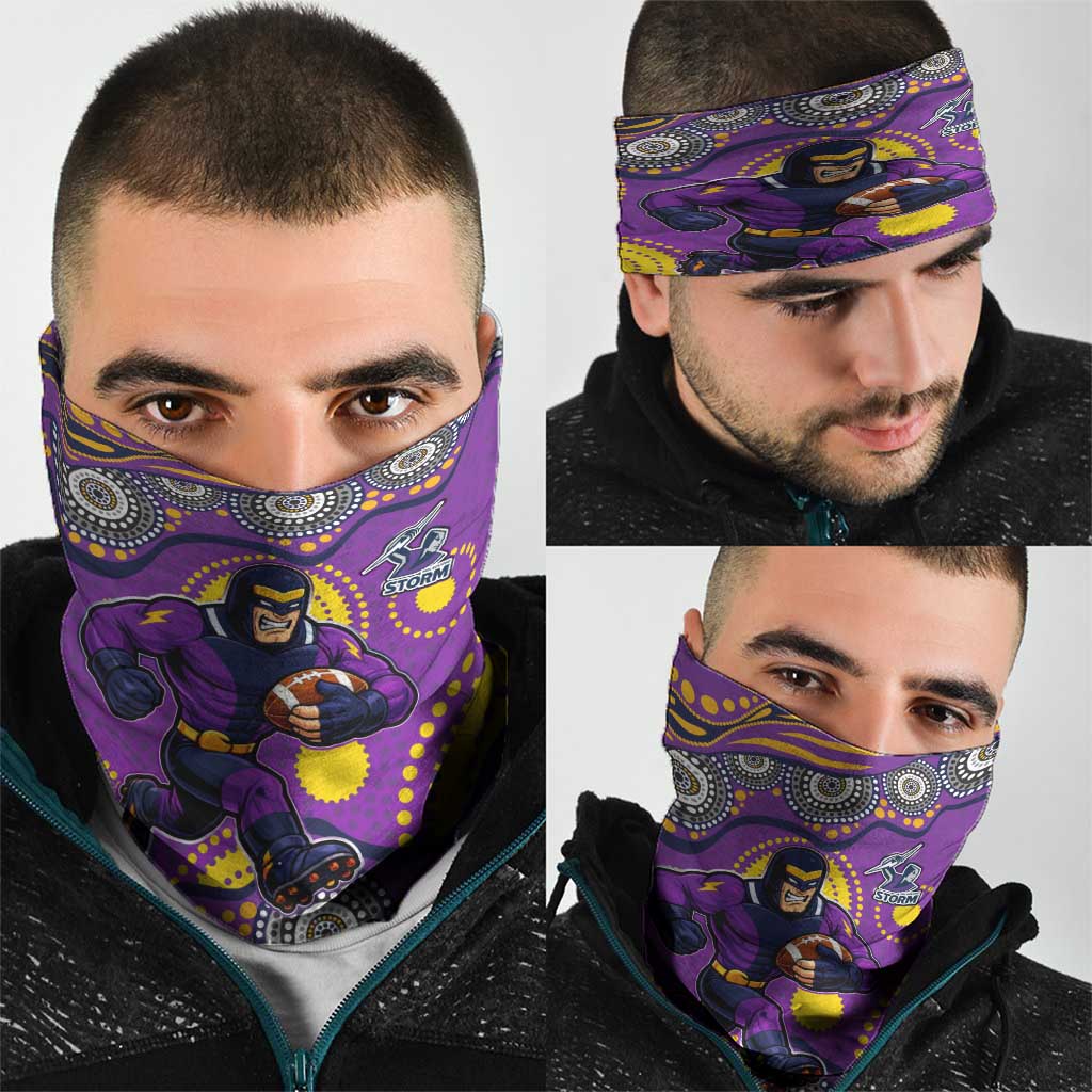 Melbourne Storm Neck Gaiter Aboriginal Dot Pattern - Rugby Mascot Heritage Pride
