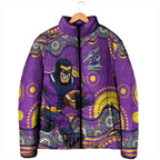 Melbourne Storm Padded Jacket Aboriginal Dot Pattern - Rugby Mascot Heritage Pride