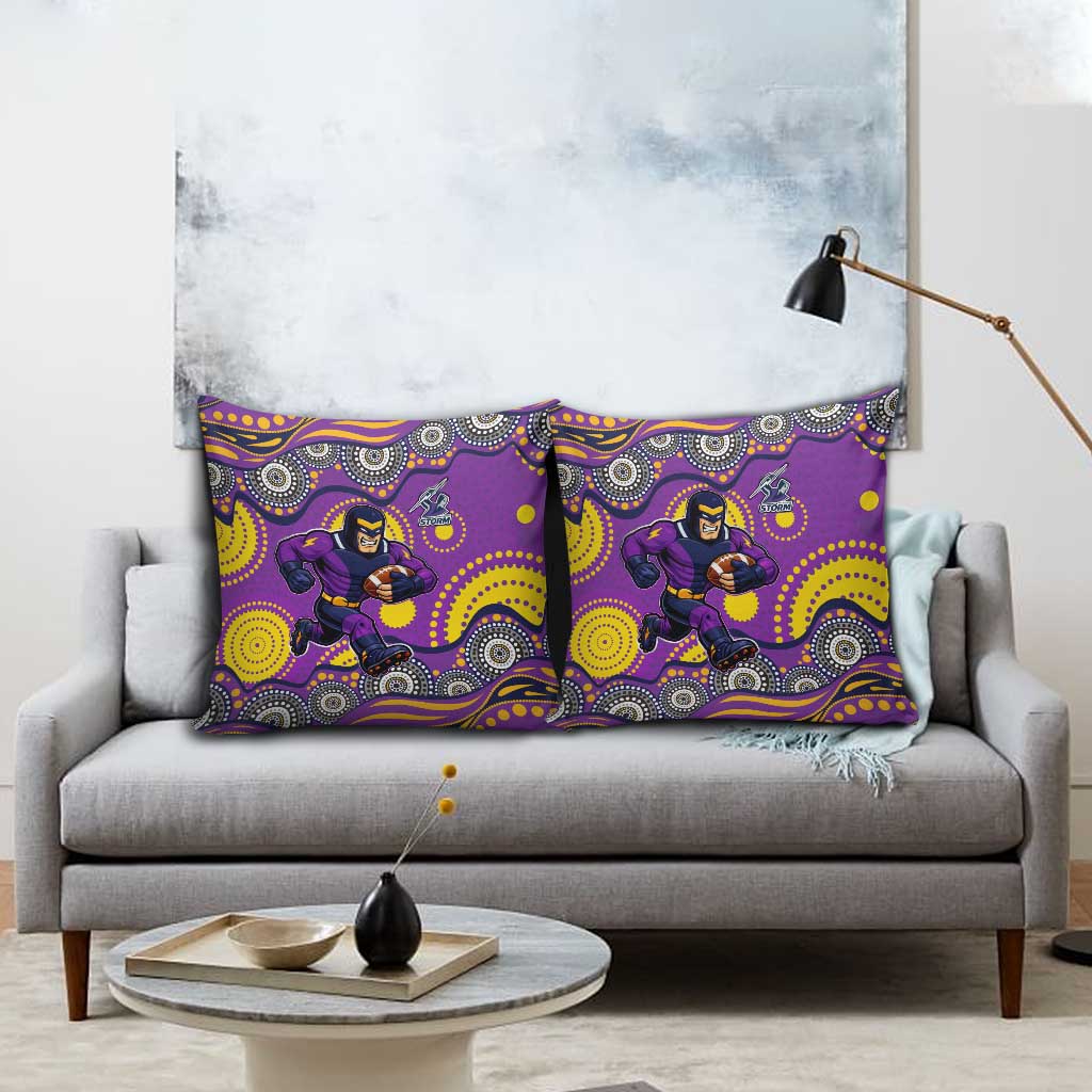 Melbourne Storm Pillow Cover Aboriginal Dot Pattern - Rugby Mascot Heritage Pride
