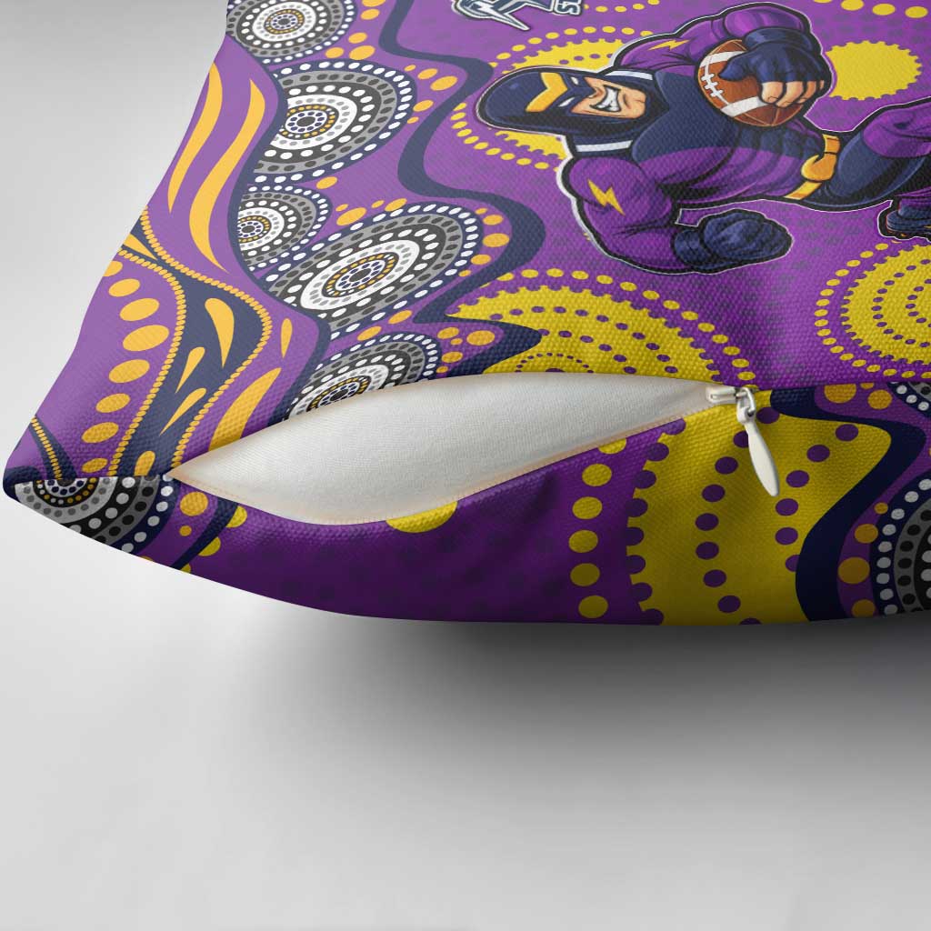 Melbourne Storm Pillow Cover Aboriginal Dot Pattern - Rugby Mascot Heritage Pride
