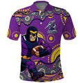 Melbourne Storm Polo Shirt Aboriginal Dot Pattern - Rugby Mascot Heritage Pride