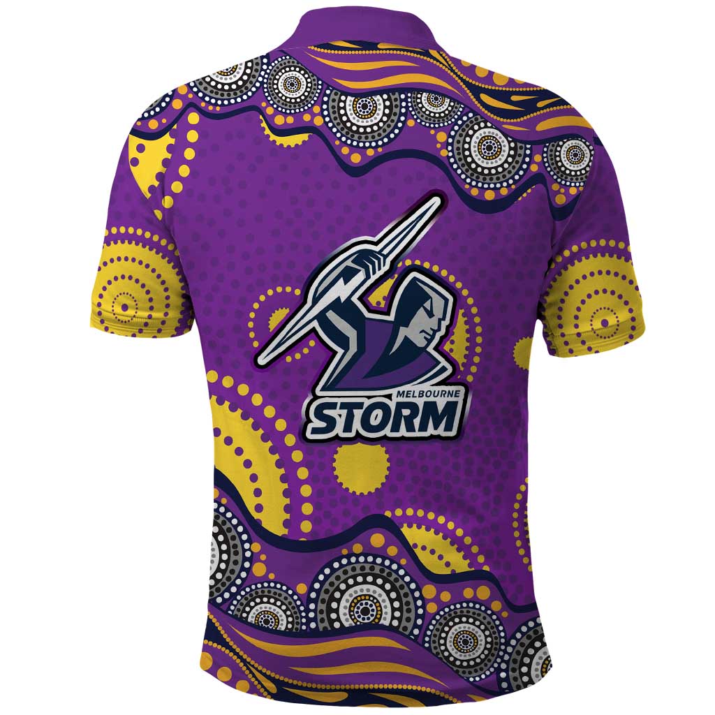Melbourne Storm Polo Shirt Aboriginal Dot Pattern - Rugby Mascot Heritage Pride