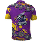 Melbourne Storm Polo Shirt Aboriginal Dot Pattern - Rugby Mascot Heritage Pride