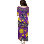 Melbourne Storm Puletasi Aboriginal Dot Pattern - Rugby Mascot Heritage Pride