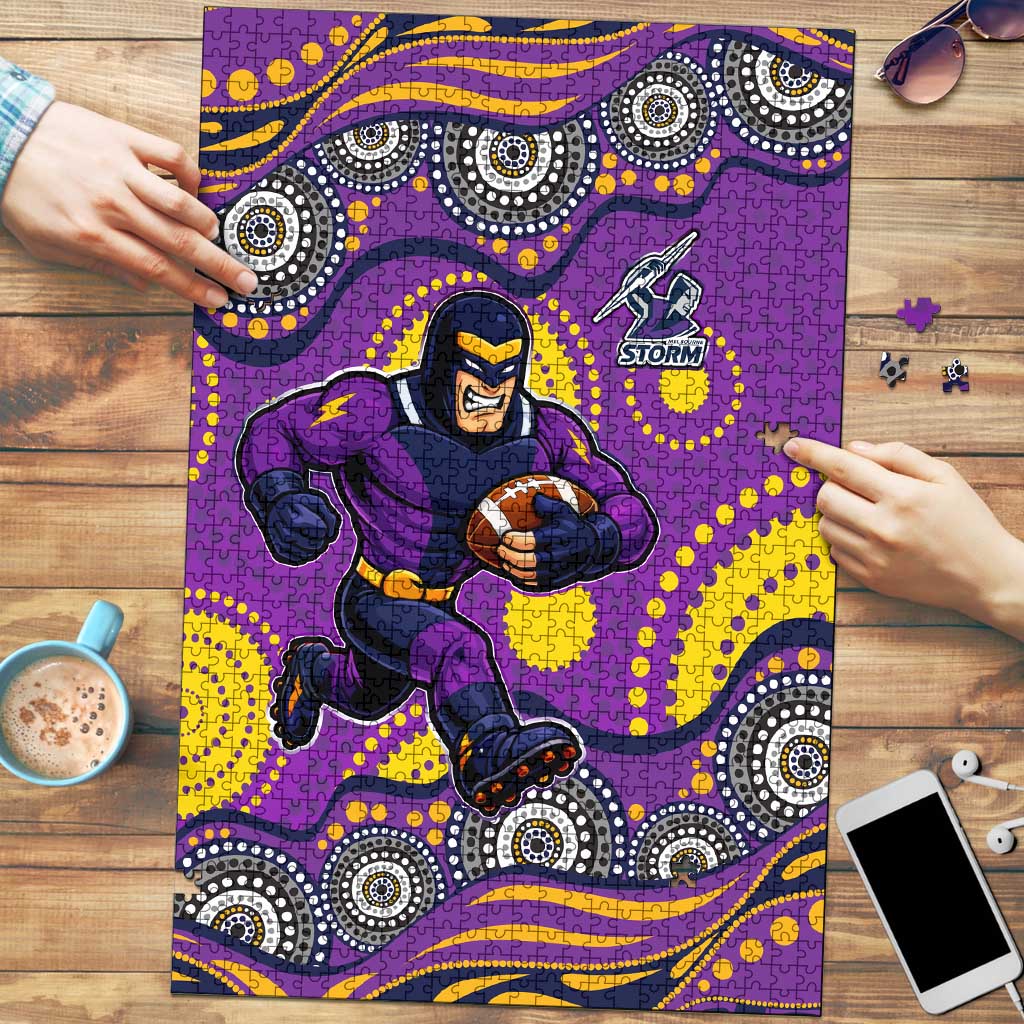 Melbourne Storm Puzzle Aboriginal Dot Pattern - Rugby Mascot Heritage Pride