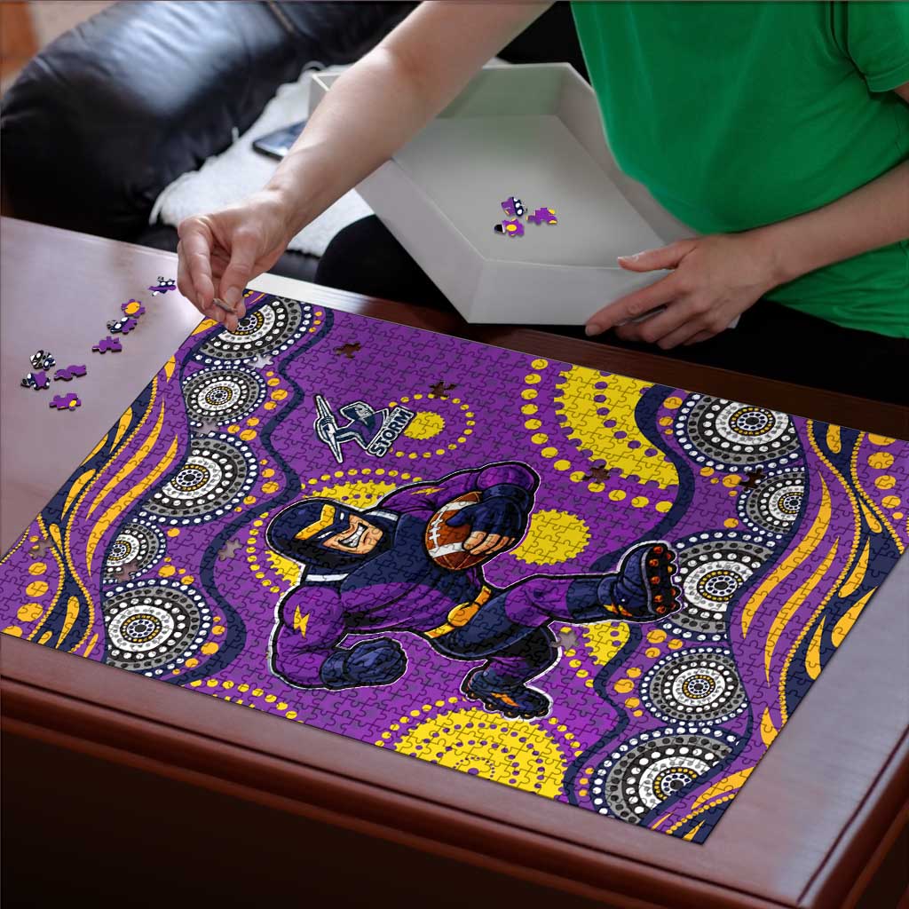 Melbourne Storm Puzzle Aboriginal Dot Pattern - Rugby Mascot Heritage Pride