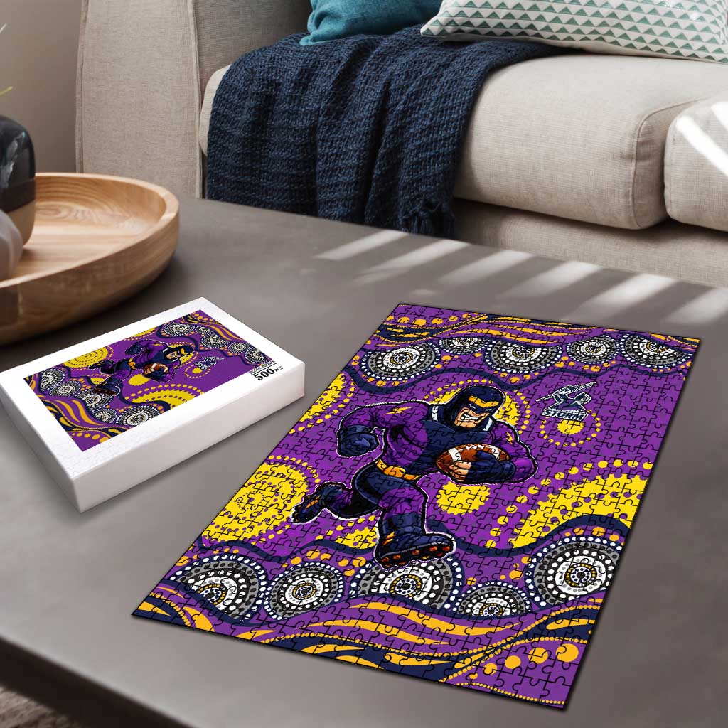 Melbourne Storm Puzzle Aboriginal Dot Pattern - Rugby Mascot Heritage Pride