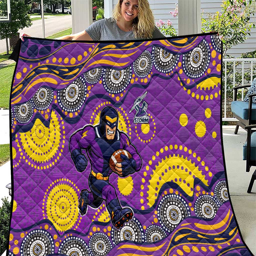Melbourne Storm Quilt Aboriginal Dot Pattern - Rugby Mascot Heritage Pride