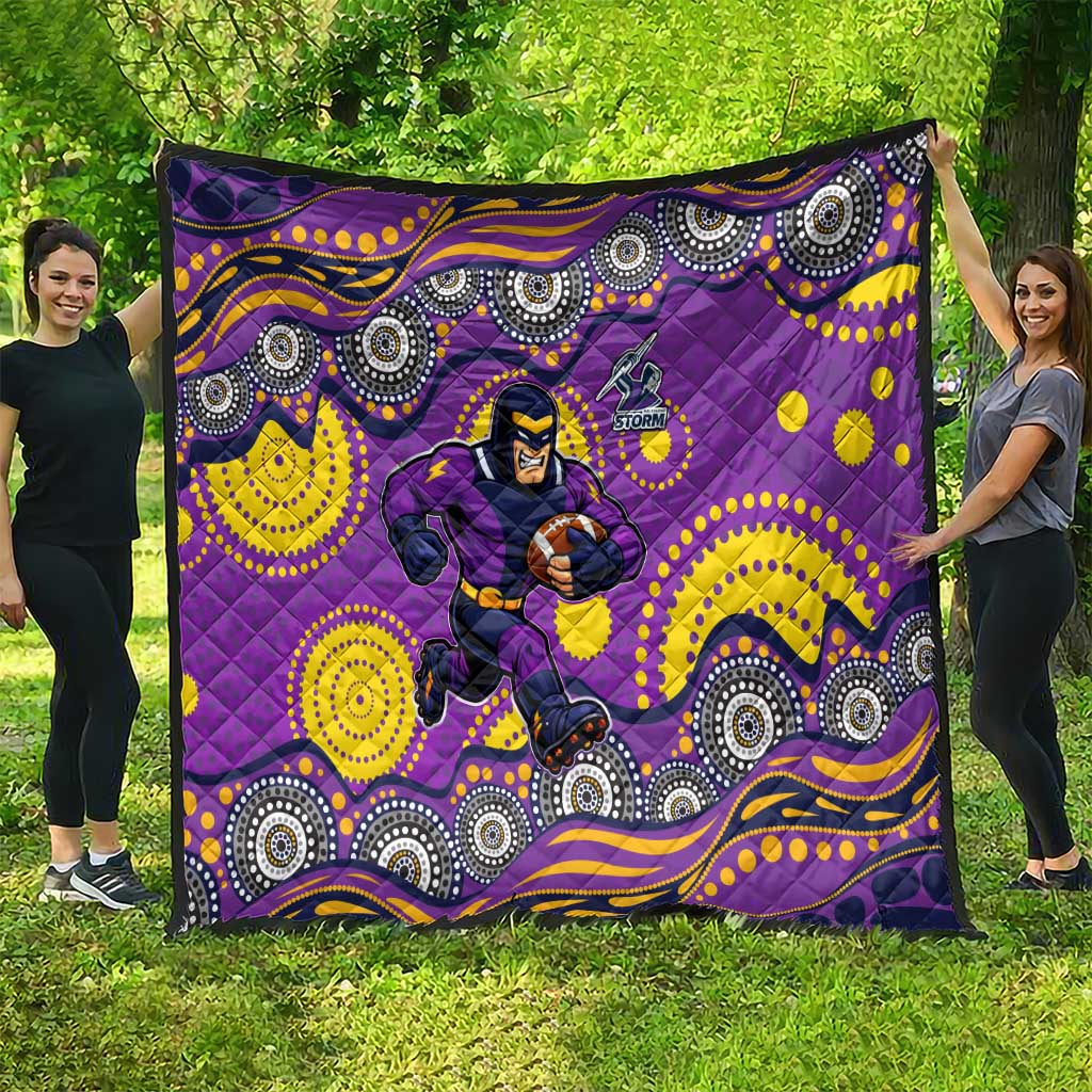 Melbourne Storm Quilt Aboriginal Dot Pattern - Rugby Mascot Heritage Pride