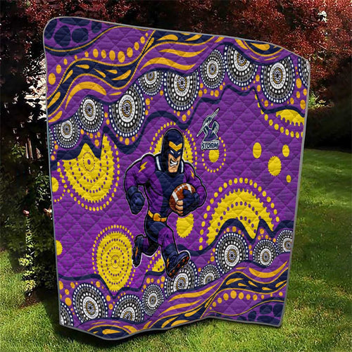 Melbourne Storm Quilt Aboriginal Dot Pattern - Rugby Mascot Heritage Pride