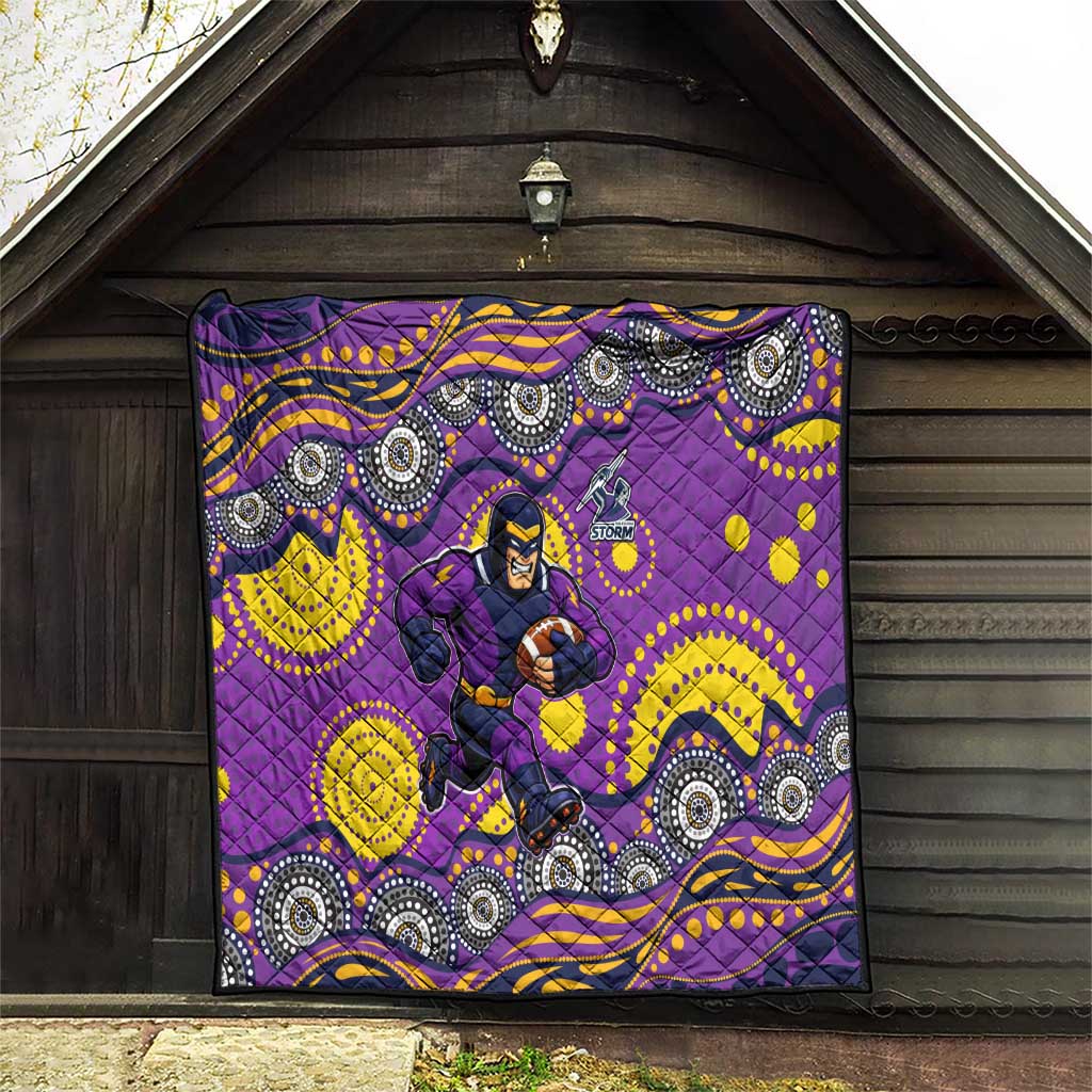 Melbourne Storm Quilt Aboriginal Dot Pattern - Rugby Mascot Heritage Pride