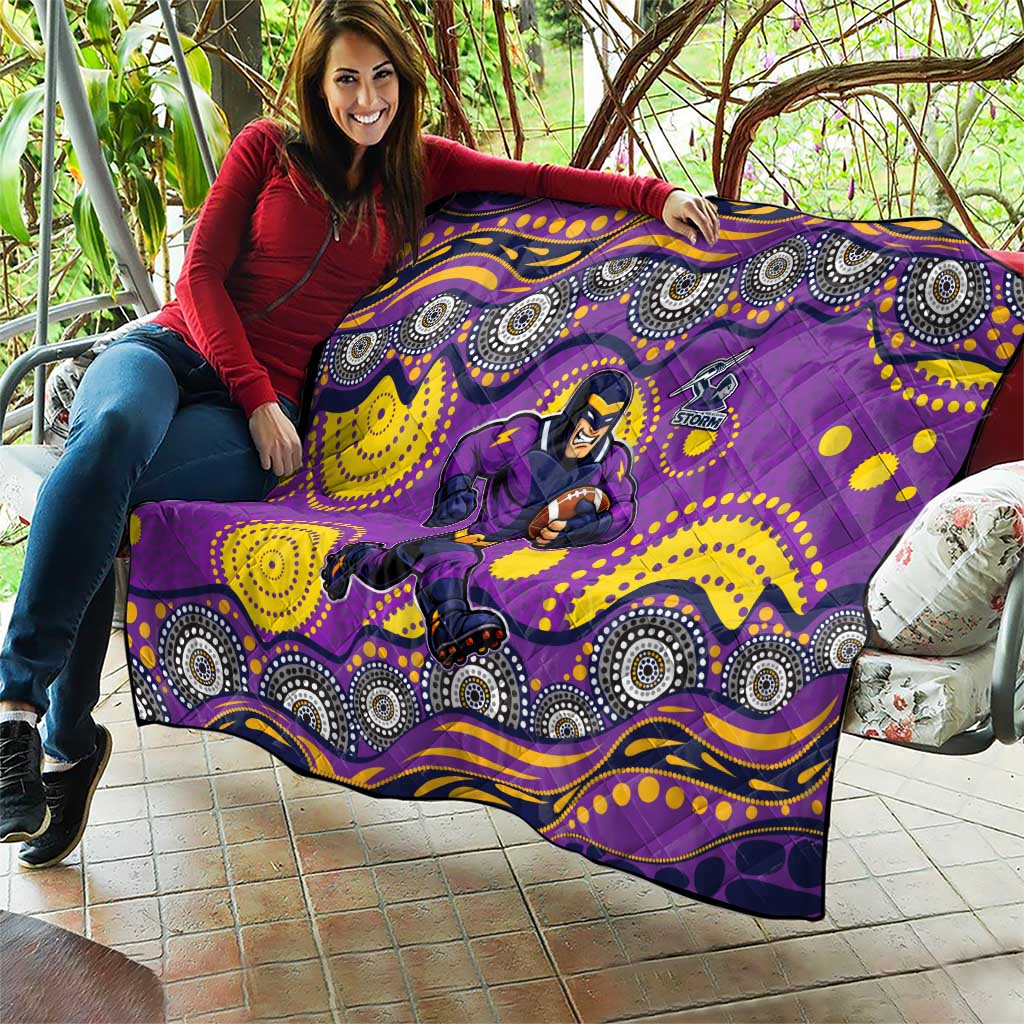 Melbourne Storm Quilt Aboriginal Dot Pattern - Rugby Mascot Heritage Pride