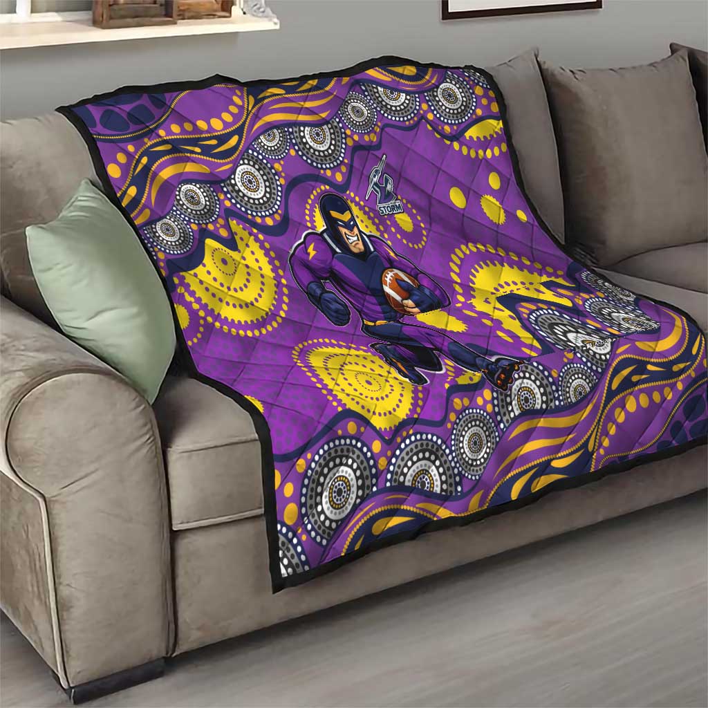 Melbourne Storm Quilt Aboriginal Dot Pattern - Rugby Mascot Heritage Pride