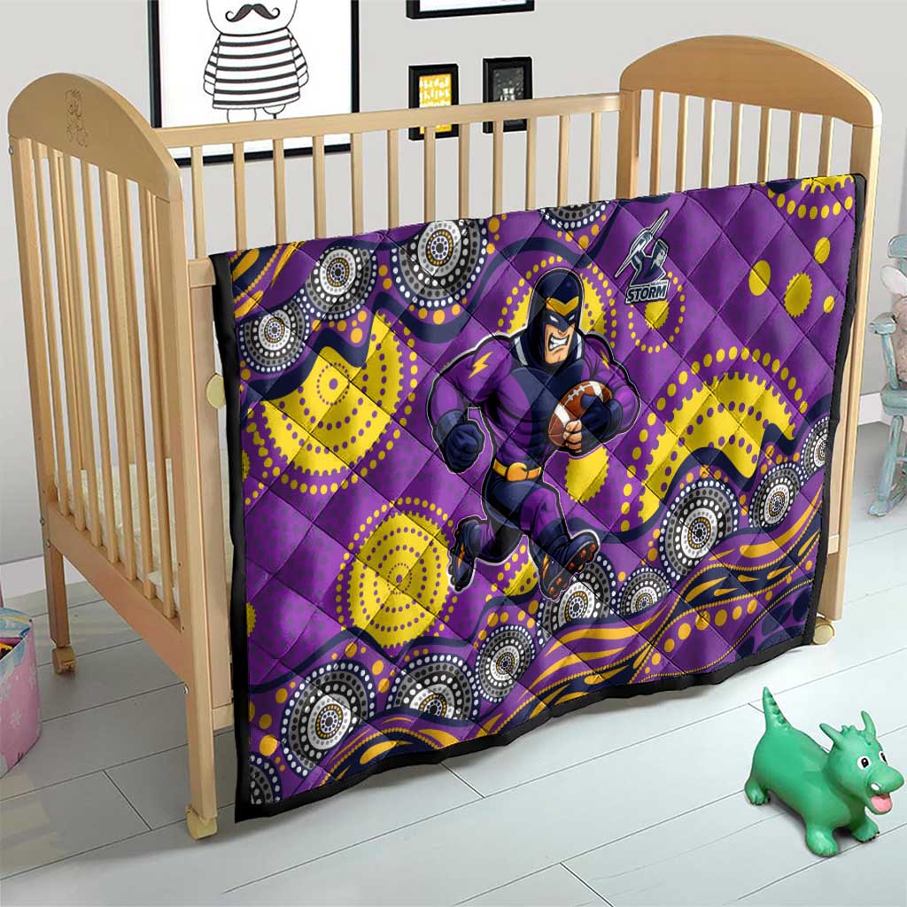 Melbourne Storm Quilt Aboriginal Dot Pattern - Rugby Mascot Heritage Pride
