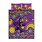 Melbourne Storm Quilt Bed Set Aboriginal Dot Pattern - Rugby Mascot Heritage Pride