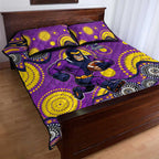 Melbourne Storm Quilt Bed Set Aboriginal Dot Pattern - Rugby Mascot Heritage Pride