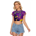 Melbourne Storm Raglan Cropped T Shirt Aboriginal Dot Pattern - Rugby Mascot Heritage Pride