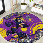 Melbourne Storm Round Carpet Aboriginal Dot Pattern - Rugby Mascot Heritage Pride