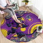 Melbourne Storm Round Carpet Aboriginal Dot Pattern - Rugby Mascot Heritage Pride