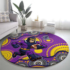 Melbourne Storm Round Carpet Aboriginal Dot Pattern - Rugby Mascot Heritage Pride