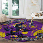 Melbourne Storm Round Carpet Aboriginal Dot Pattern - Rugby Mascot Heritage Pride