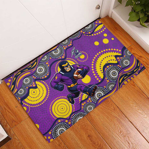 Melbourne Storm Rubber Doormat Aboriginal Dot Pattern - Rugby Mascot Heritage Pride
