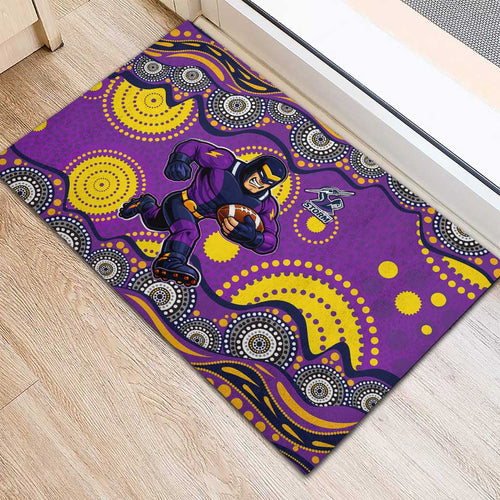 Melbourne Storm Rubber Doormat Aboriginal Dot Pattern - Rugby Mascot Heritage Pride