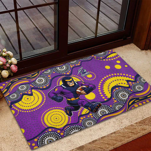 Melbourne Storm Rubber Doormat Aboriginal Dot Pattern - Rugby Mascot Heritage Pride