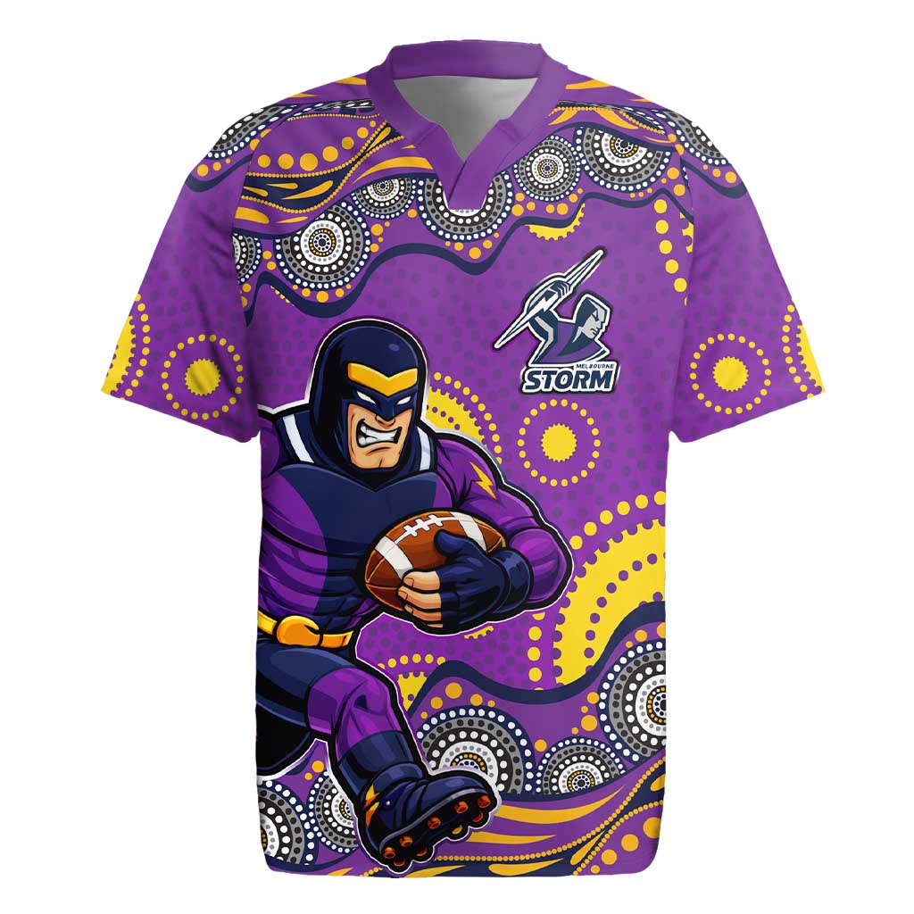 Melbourne Storm Rugby Jersey Aboriginal Dot Pattern - Rugby Mascot Heritage Pride