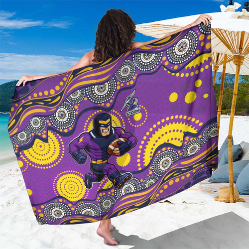 Melbourne Storm Sarong Aboriginal Dot Pattern - Rugby Mascot Heritage Pride