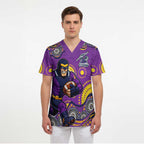 Melbourne Storm Scrub Top Aboriginal Dot Pattern - Rugby Mascot Heritage Pride