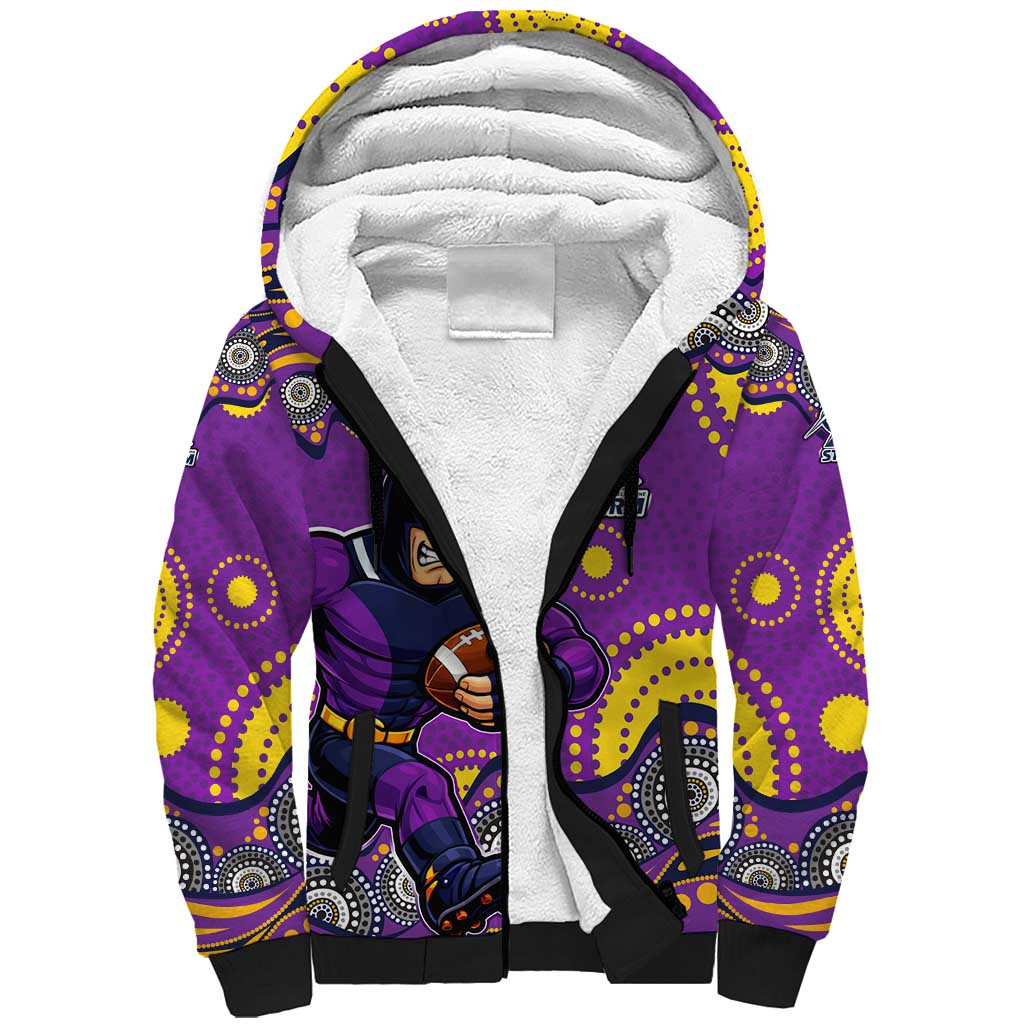 Melbourne Storm Sherpa Hoodie Aboriginal Dot Pattern - Rugby Mascot Heritage Pride