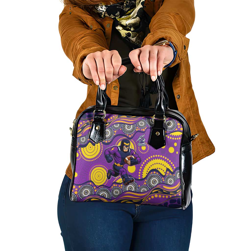 Melbourne Storm Shoulder Handbag Aboriginal Dot Pattern - Rugby Mascot Heritage Pride