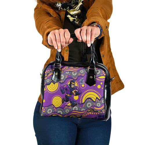 Melbourne Storm Shoulder Handbag Aboriginal Dot Pattern - Rugby Mascot Heritage Pride