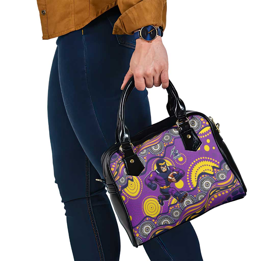 Melbourne Storm Shoulder Handbag Aboriginal Dot Pattern - Rugby Mascot Heritage Pride