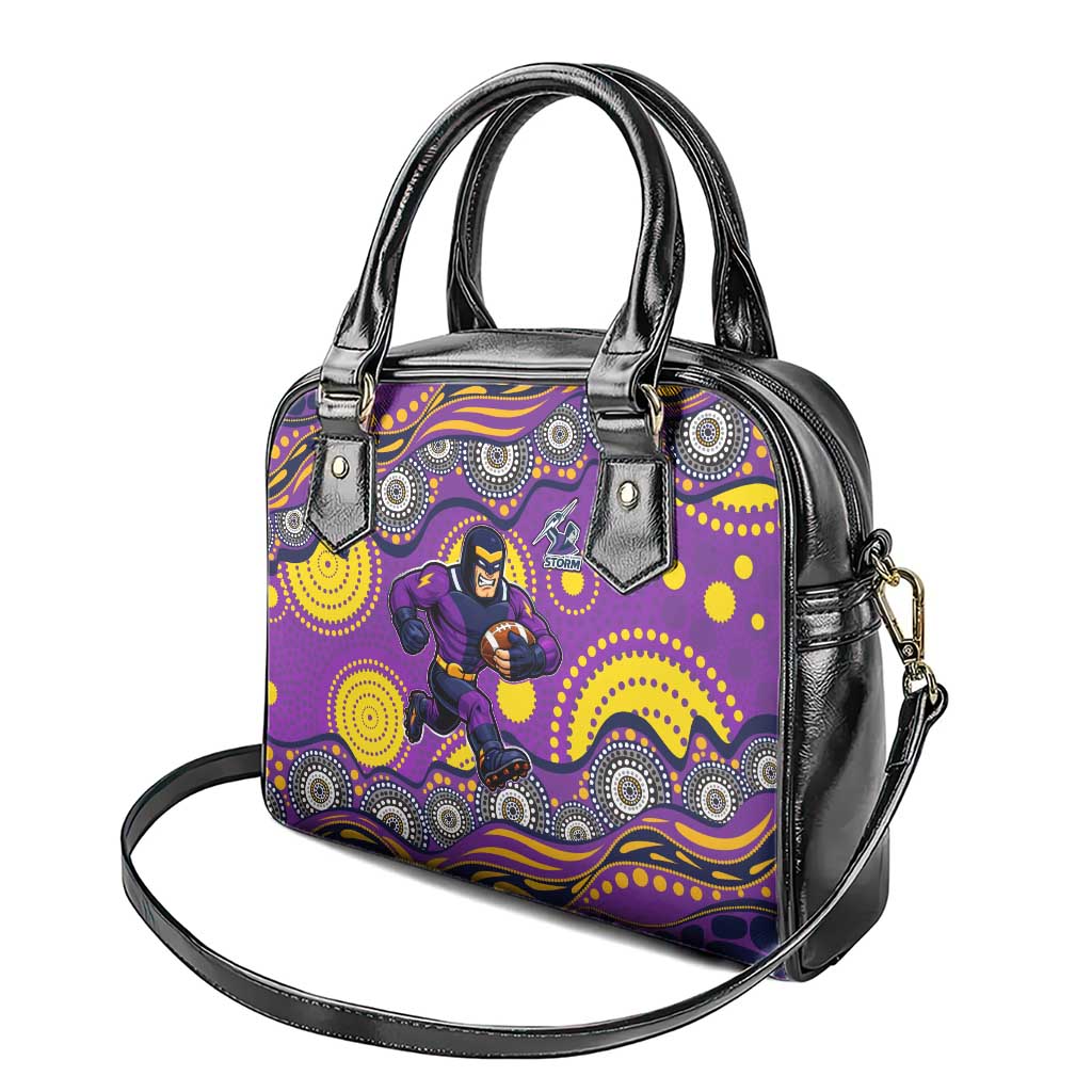 Melbourne Storm Shoulder Handbag Aboriginal Dot Pattern - Rugby Mascot Heritage Pride