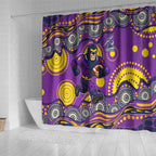 Melbourne Storm Shower Curtain Aboriginal Dot Pattern - Rugby Mascot Heritage Pride