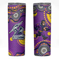 Melbourne Storm Skinny Tumbler Aboriginal Dot Pattern - Rugby Mascot Heritage Pride