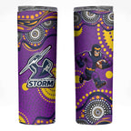 Melbourne Storm Skinny Tumbler Aboriginal Dot Pattern - Rugby Mascot Heritage Pride