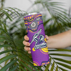 Melbourne Storm Skinny Tumbler Aboriginal Dot Pattern - Rugby Mascot Heritage Pride