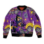 Melbourne Storm Sleeve Zip Bomber Jacket Aboriginal Dot Pattern - Rugby Mascot Heritage Pride