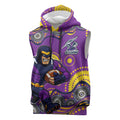 Melbourne Storm Sleeveless Hoodie Aboriginal Dot Pattern - Rugby Mascot Heritage Pride